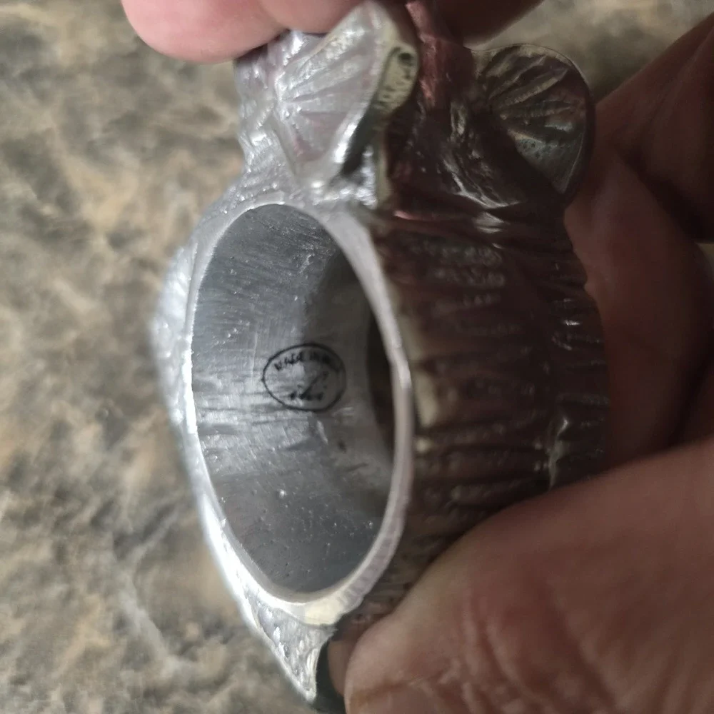 Vintage IHI Pewter Elephant Napkin Rings Set of 6 Made in India Safari Decor